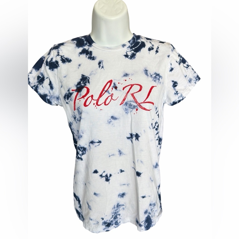 POLO RALPH LAUREN Blue & White Tie Dye Tee size x small